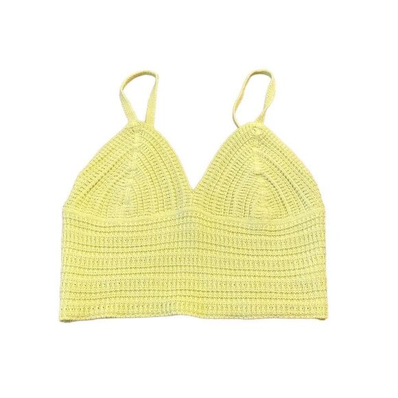 Green Crochet Knitted Boho Festival Retro Exposed Back Cropped Tank Top - Picture 2 of 5